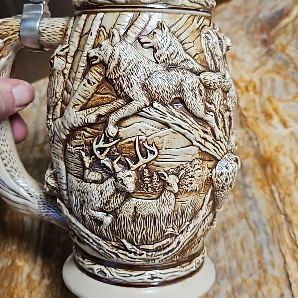AVON 3D Lidded Tribute to American Wildlife Beer Stein Mug Cup
